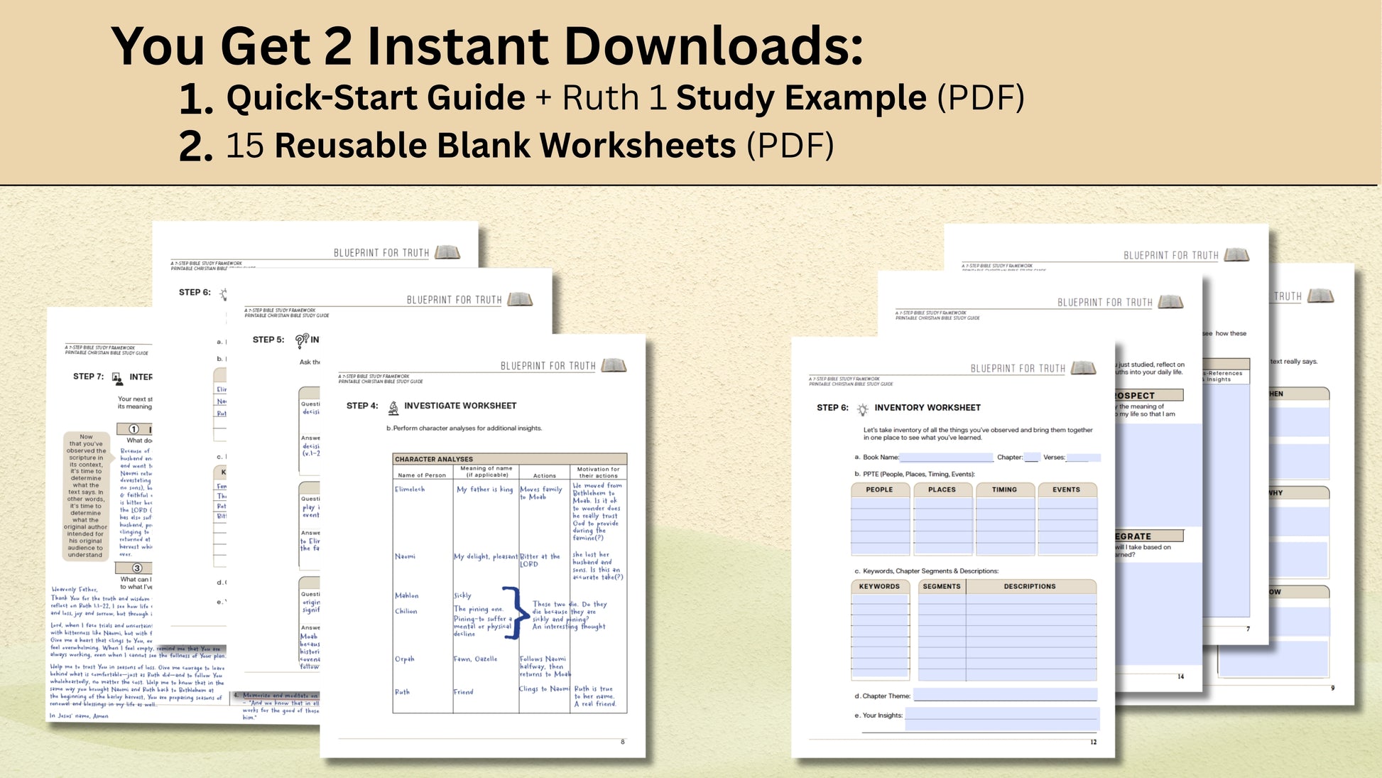 Blueprint for Truth: 7-Step Bible Study Printable | Christian Study Guide with Worksheets