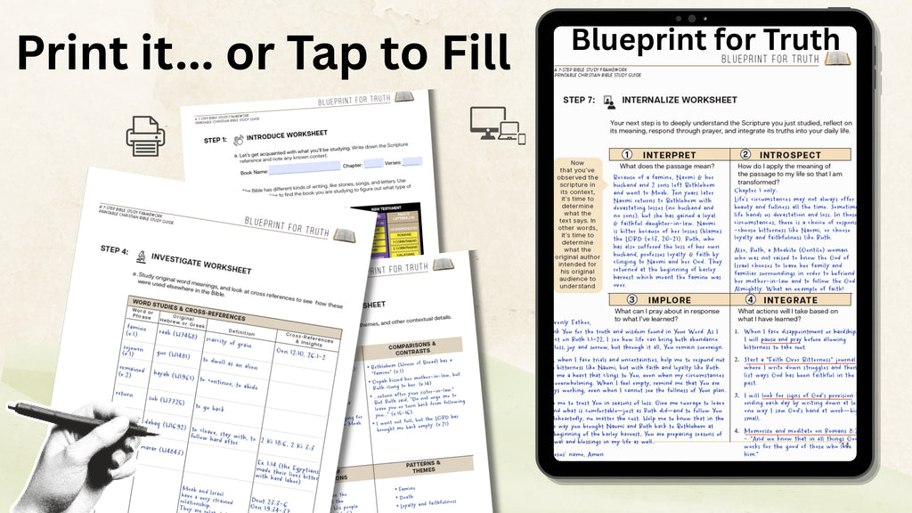 Blueprint for Truth: 7-Step Bible Study Printable | Christian Study Guide with Worksheets