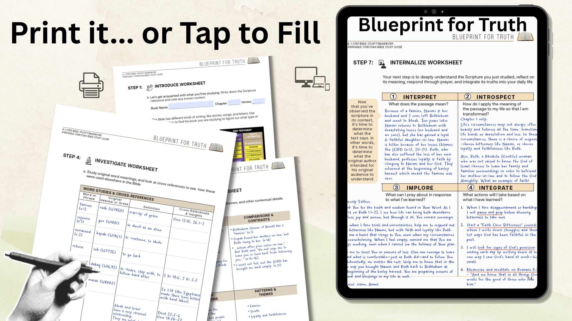 Blueprint for Truth: 7-Step Bible Study Printable | Christian Study Guide with Worksheets