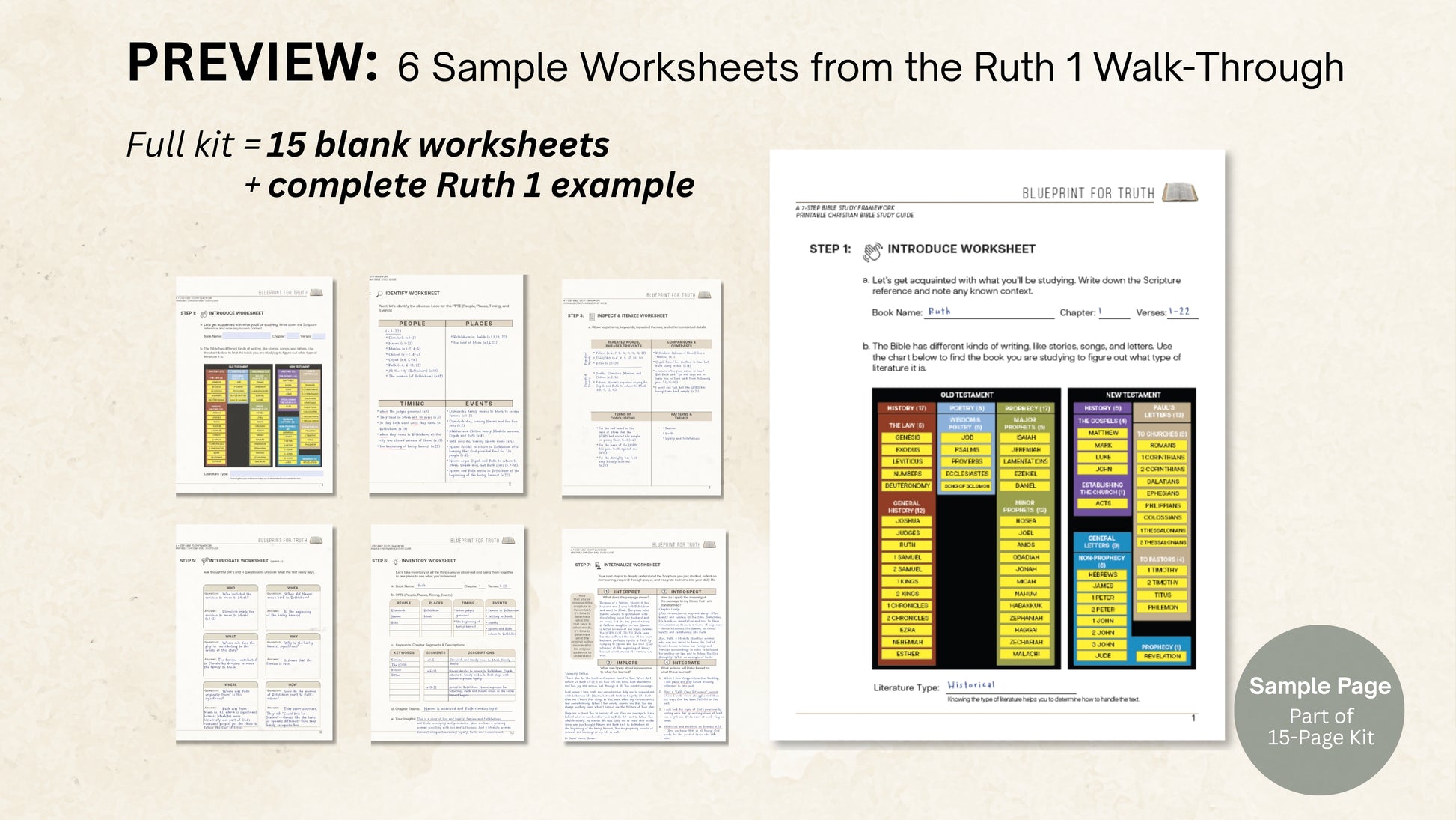 Blueprint for Truth: 7-Step Bible Study Printable | Christian Study Guide with Worksheets