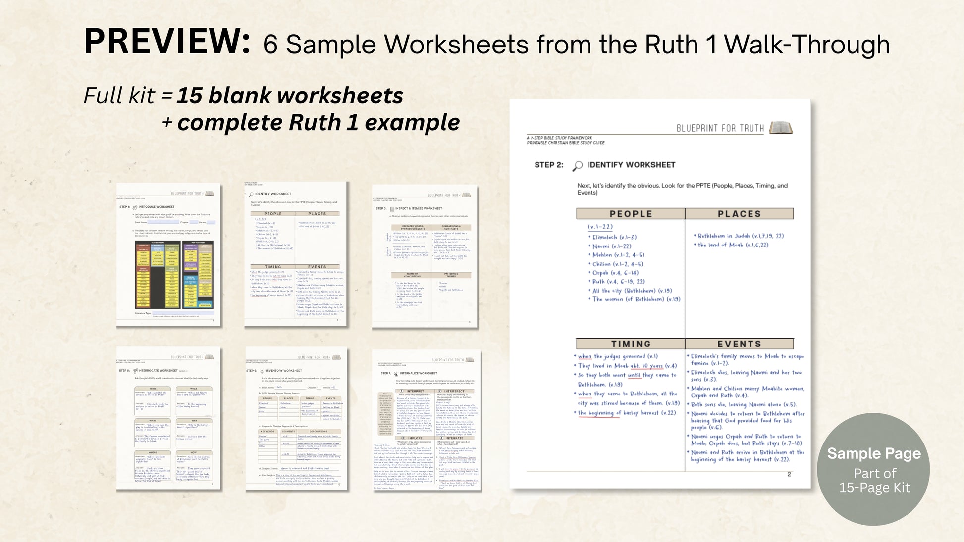 Blueprint for Truth: 7-Step Bible Study Printable | Christian Study Guide with Worksheets