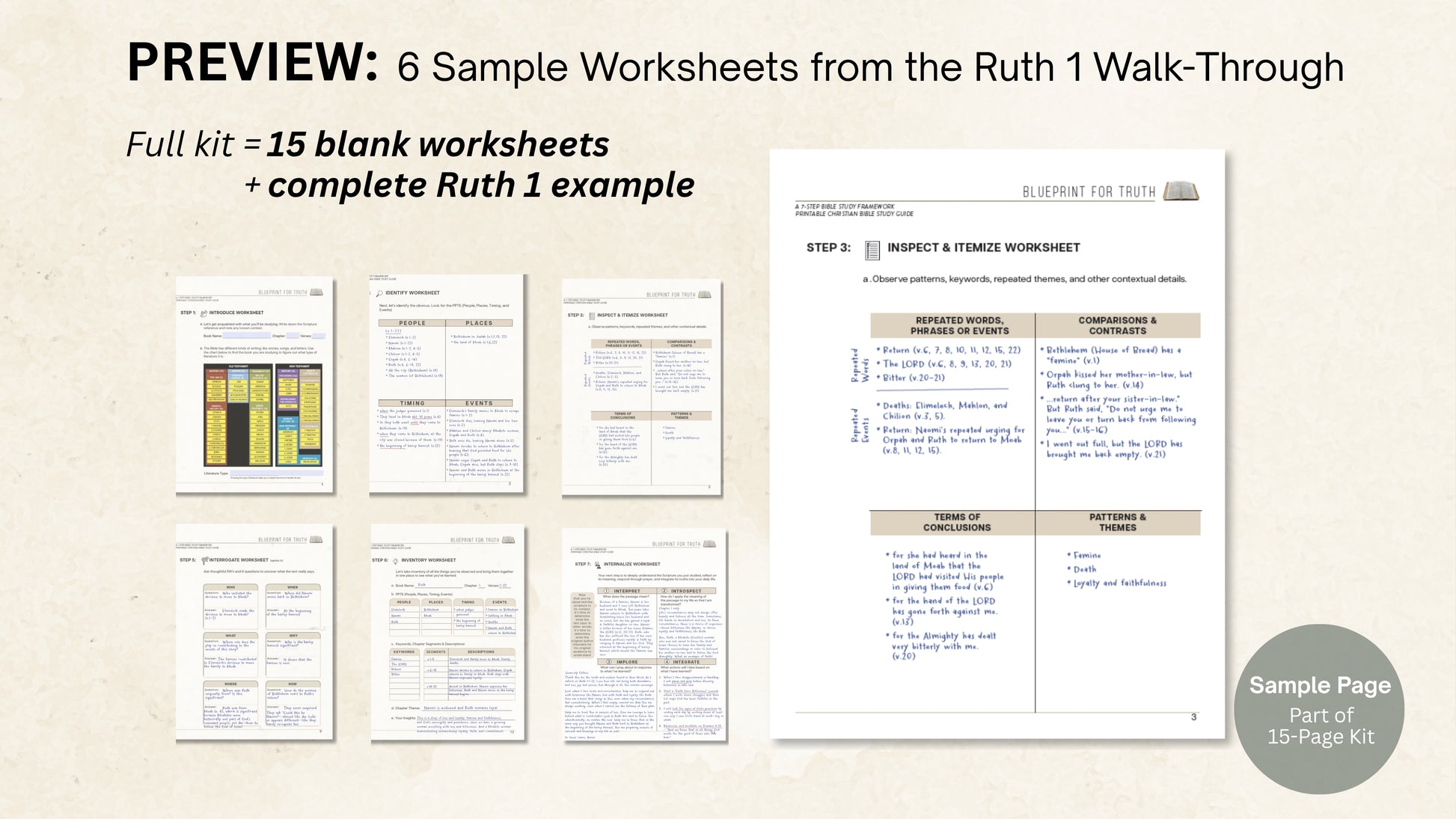 Blueprint for Truth: 7-Step Bible Study Printable | Christian Study Guide with Worksheets