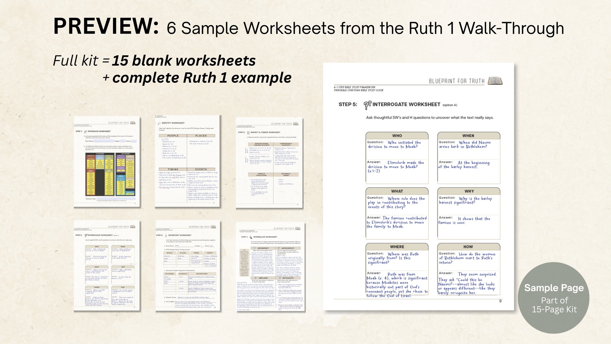 Blueprint for Truth: 7-Step Bible Study Printable | Christian Study Guide with Worksheets