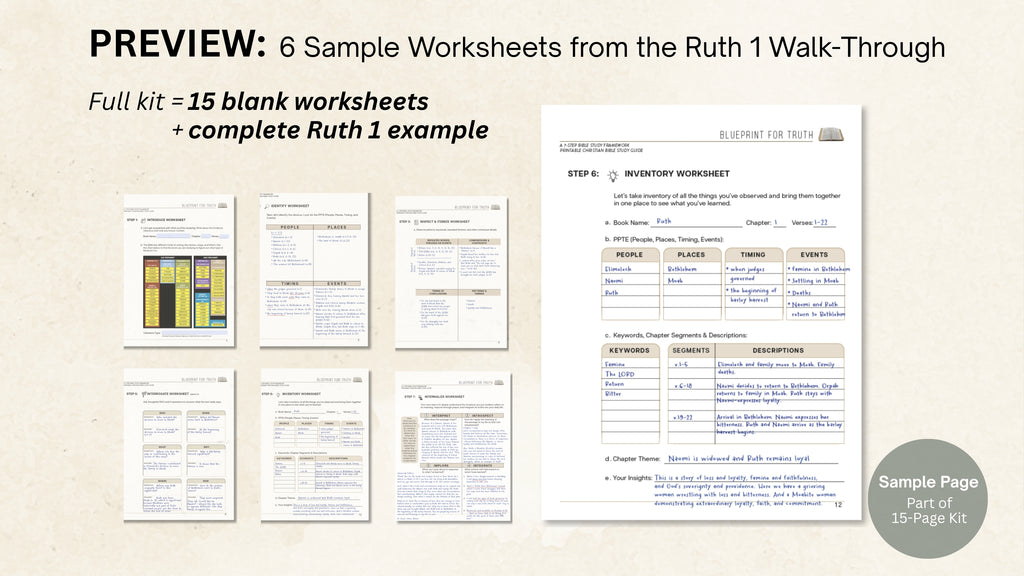 Blueprint for Truth: 7-Step Bible Study Printable | Christian Study Guide with Worksheets